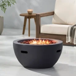 Erato Outdoor 40000 BTU Light Weight Concrete Round Fire Pit Bowl Dark Gray - Christopher Knight Home -Outdoor Living Shop GUEST 95e2a400 9d09 4f86 bd88 a7d45725f3ae