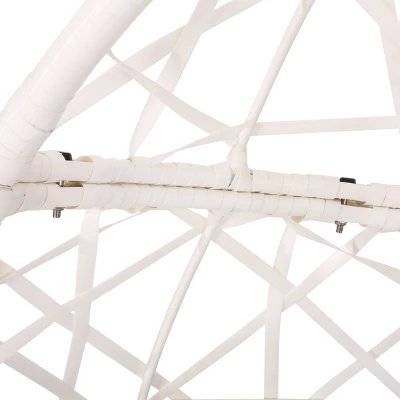 Los Alamitos Indoor/Outdoor Wicker Hanging Chair With 8' Chain - White/Blue - Christopher Knight Home 9 Los Alamitos Indoor/Outdoor Wicker Hanging Chair With 8' Chain - White/Blue - Christopher Knight Home - Image 7