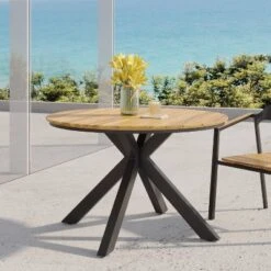 Soto Round Outdoor Acacia Wood Dining Table Teak/Black - Christopher Knight Home 9 Soto Round Outdoor Acacia Wood Dining Table Teak/Black - Christopher Knight Home -Outdoor Living Shop GUEST 966f17e5 b97a 41fe 8216 b5772731abd0