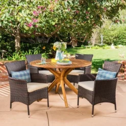 Cedros 5pc Acacia Wood And Wicker Dining Set - Christopher Knight Home 15 Cedros 5pc Acacia Wood And Wicker Dining Set - Christopher Knight Home -Outdoor Living Shop GUEST 9878b2ca 954c 451e a967 2059a7dcb973