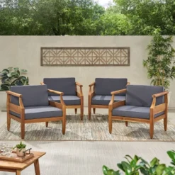 Aston 4pk Acacia Wood Mid-Century Modern Club Chairs - Teak/Gray - Christopher Knight Home 9 Aston 4pk Acacia Wood Mid-Century Modern Club Chairs - Teak/Gray - Christopher Knight Home -Outdoor Living Shop GUEST 98eb923a e43b 4738 a852 4ff6ab3d25cb