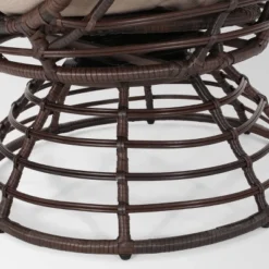 Pitner Wicker Swivel Egg Chair - Dark Brown/Beige - Christopher Knight Home -Outdoor Living Shop GUEST 9a6e93d8 55ba 4398 8256 91300cdf796e