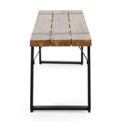 Varva Outdoor Acacia Wood Dining Bench Teak/Black - Christopher Knight Home -Outdoor Living Shop GUEST 9b636ba5 89ff 4e86 a3b8 a146b13ad3b7