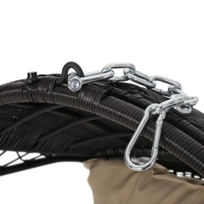 Greystone Indoor/Outdoor Wicker Hanging Chair With 8' Chain - Brown/Tan - Christopher Knight Home 8 Greystone Indoor/Outdoor Wicker Hanging Chair With 8' Chain - Brown/Tan - Christopher Knight Home - Image 6