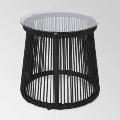 Moonstone 3pc Rope Weave Modern Chat Set - Black - Christopher Knight Home -Outdoor Living Shop GUEST 9c33c4f8 b775 410b a422 38a0c6fb1c53