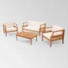 Aston 4pc Acacia Wood Mid-Century Modern Chat Set - Teak/Cream - Christopher Knight Home -Outdoor Living Shop GUEST 9f3a8b14 55d4 4ec5 bb7c 51f089607079