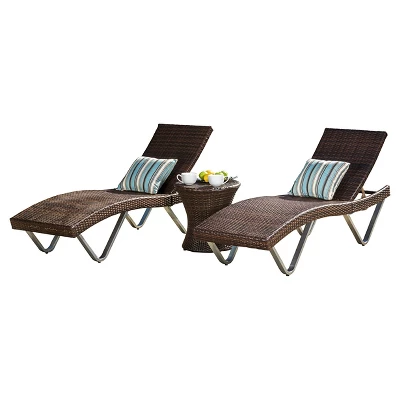 San Marco 3pc Wicker Patio Chaise Lounge Set - Multi Brown - Christopher Knight Home 3 San Marco 3pc Wicker Patio Chaise Lounge Set - Multi Brown - Christopher Knight Home