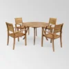 Wells 5 Pc Acacia Wood Round Dining Set Teak Finish - Christopher Knight Home -Outdoor Living Shop GUEST a0d8974a f1ef 4e28 bdf0 29e9ce5a1d2c