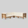 Oana 5pc Acacia Wood V-Shaped Sectional Sofa Set Teak/Beige - Christopher Knight Home -Outdoor Living Shop GUEST a20015c6 674e 43f7 b185 5ed34977793f