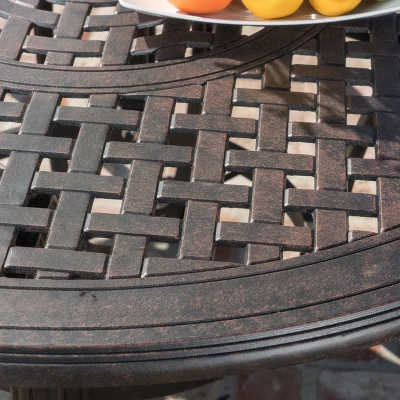 Alfresco Round Cast Aluminum Dining Table - Bronze Christopher Knight Home 4 Alfresco Round Cast Aluminum Dining Table - Bronze Christopher Knight Home - Image 2