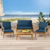 Willowbrook Patio Acacia Wood 4 Seater Chat Set With Coffee Table - Teak/Dark Teal - Christopher Knight Home -Outdoor Living Shop GUEST a21ef056 48a8 4abd 956e e103815c34b5
