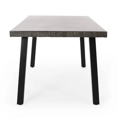 Pointe Outdoor Modern Industrial Aluminum Rectangle Dining Table - Gray/Matte Black - Christopher Knight Home 4 Pointe Outdoor Modern Industrial Aluminum Rectangle Dining Table - Gray/Matte Black - Christopher Knight Home - Image 2
