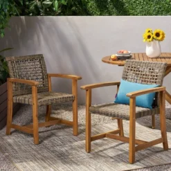Hampton 2pk Acacia Wood & Wicker Dining Chairs - Natural/Gray - Christopher Knight Home 9 Hampton 2pk Acacia Wood & Wicker Dining Chairs - Natural/Gray - Christopher Knight Home -Outdoor Living Shop GUEST a2bd85c4 46c4 4ccd 9243 0a6b37cbb5f2