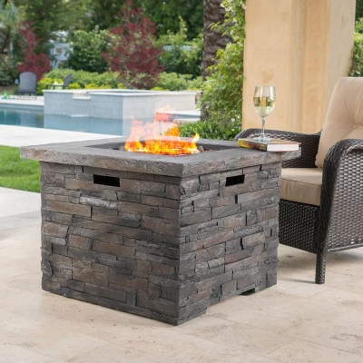 Blaeberry Outdoor Square Fire Pit Natural Stone - Christopher Knight Home 3 Blaeberry Outdoor Square Fire Pit Natural Stone - Christopher Knight Home