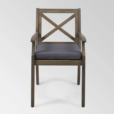 Pines 7pc Acacia Oval Wood Dining Set - Gray/Dark Gray - Christopher Knight Home 4 Pines 7pc Acacia Oval Wood Dining Set - Gray/Dark Gray - Christopher Knight Home - Image 2