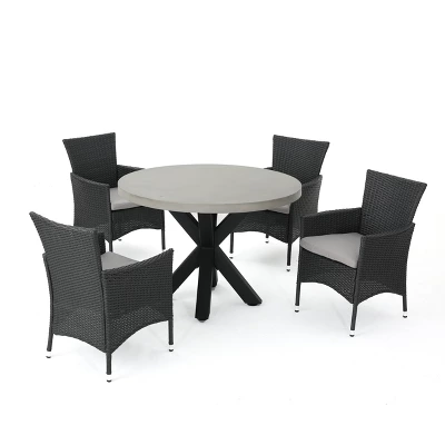 Sanibel 5pc Wicker Dining Set - Gray - Christopher Knight Home 3 Sanibel 5pc Wicker Dining Set - Gray - Christopher Knight Home