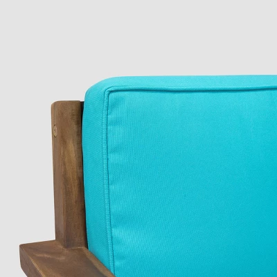 Santa Ana 4pc Acacia Wood Chat Set Teak/Teal - Christopher Knight Home 4 Santa Ana 4pc Acacia Wood Chat Set Teak/Teal - Christopher Knight Home - Image 2