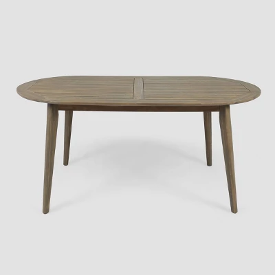 Pines 7pc Acacia Oval Wood Dining Set - Gray/Dark Gray - Christopher Knight Home 6 Pines 7pc Acacia Oval Wood Dining Set - Gray/Dark Gray - Christopher Knight Home - Image 4