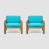 Santa Ana 2pk Acacia Wood Club Chairs Teak/Teal - Christopher Knight Home -Outdoor Living Shop GUEST adac50e4 ef8a 4342 96a3 b073ceb4e10e