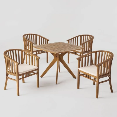 Alondra 5pc Acacia Wood Square Dining Set - Teak - Christopher Knight Home 3 Alondra 5pc Acacia Wood Square Dining Set - Teak - Christopher Knight Home
