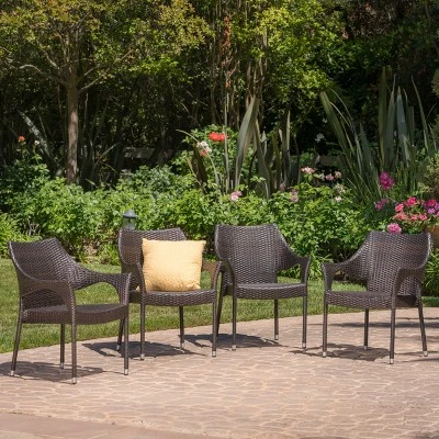 Mirage 4pk Wicker Stacking Chairs - Brown - Christopher Knight Home 3 Mirage 4pk Wicker Stacking Chairs - Brown - Christopher Knight Home