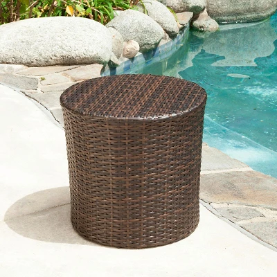 Keaton Wicker Barrel Side Table - Brown- Christopher Knight Home 5 Keaton Wicker Barrel Side Table - Brown- Christopher Knight Home - Image 3