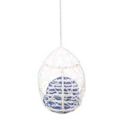 Los Alamitos Indoor/Outdoor Wicker Hanging Chair With 8' Chain - White/Blue - Christopher Knight Home 12 Los Alamitos Indoor/Outdoor Wicker Hanging Chair With 8' Chain - White/Blue - Christopher Knight Home -Outdoor Living Shop GUEST b2b09cb5 ff70 4e45 b35b 1ac0f98c9983