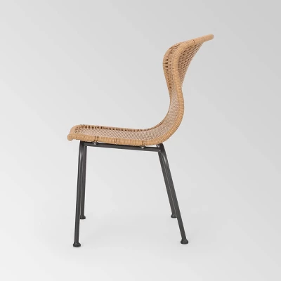 Spinnaker Set Of 2 Wicker Boho Dining Chairs - Light Brown - Christopher Knight Home 5 Spinnaker Set Of 2 Wicker Boho Dining Chairs - Light Brown - Christopher Knight Home - Image 3