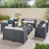 Waverly 8pc Faux Wicker Chat Set - Dark Gray/Gray - Christopher Knight Home