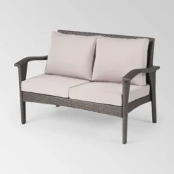 Kalo 5pc Wicker Chat Set With Fire Table - Gray/Light Gray/Dark Gray - Christopher Knight Home -Outdoor Living Shop GUEST b918900d e4f1 4660 94ce 113bd30f91e0