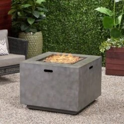 Wellington Square 33" Iron Gas Fire Pit Gray - Christopher Knight Home
