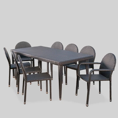 Antigua 9pc Wicker Outdoor Patio Dining Set - Brown - Christopher Knight Home 3 Antigua 9pc Wicker Outdoor Patio Dining Set - Brown - Christopher Knight Home