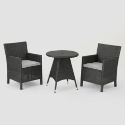 Cypress 3pc Wicker Dining Set - Gray - Christopher Knight Home
