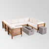 Oana 10pc Acacia Wood U-Shaped Sectional Sofa With Fire Pit Set - Teak/Beige - Christopher Knight Home -Outdoor Living Shop GUEST bfda4e2d 1fa6 4900 bf3f 6d0d696f0b47