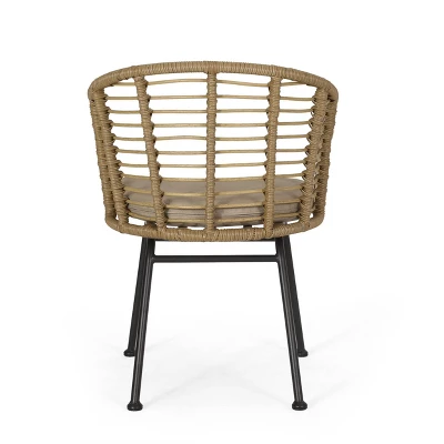 Randy 2pk Outdoor Wicker Chairs With Cushions - Light Brown/Beige - Christopher Knight Home 8 Randy 2pk Outdoor Wicker Chairs With Cushions - Light Brown/Beige - Christopher Knight Home - Image 6