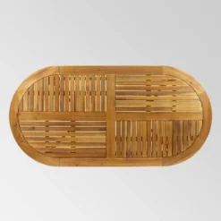 Hermosa 7pc Acacia Wood Oval Dining Set - Teak/Cream - Christopher Knight Home -Outdoor Living Shop GUEST c6a00f0d cb05 40f7 9811 cdd08428ea87