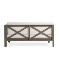 2pc Brava Outdoor Acacia Wood Right Arm Loveseat & Coffee Table With Cushion Gray/White - Christopher Knight Home 17 2pc Brava Outdoor Acacia Wood Right Arm Loveseat & Coffee Table With Cushion Gray/White - Christopher Knight Home -Outdoor Living Shop GUEST c6dc9ea1 18f5 4b36 97d5 ca3830e02481
