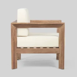 Genser 2pk Acacia Wood Club Chairs Brown/Beige - Christopher Knight Home -Outdoor Living Shop GUEST c7a59949 b730 4ade bf3b 0f64c0662baf