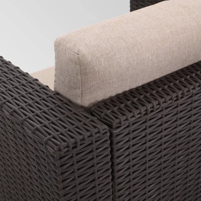 Waverly 3pc Faux Wicker Chat Set Brown/Beige - Christopher Knight Home 4 Waverly 3pc Faux Wicker Chat Set Brown/Beige - Christopher Knight Home - Image 2