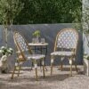 Louna 2pk Outdoor French Bistro Chairs With Bamboo Finish - Gray/White - Christopher Knight Home -Outdoor Living Shop GUEST ca1e28c7 0c2d 439f b572 8f84a16db053