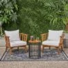 Horatio 3pc Acacia Wood Club Chairs & Side Table Set - Teak/White - Christopher Knight Home -Outdoor Living Shop GUEST cd4a80b3 d834 45ae b925 7dca8c4b423c