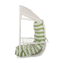 Greystone Indoor/Outdoor Hanging Chair With 8' Chain - White/Green - Christopher Knight Home -Outdoor Living Shop GUEST cfbf4d9e db91 4eed 8e40 4630b4316ab3