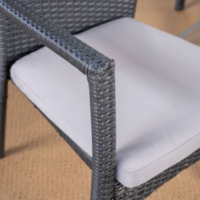 Stamford 5pc Acacia Wood & Wicker Patio Dining Set - Gray - Christopher Knight Home 6 Stamford 5pc Acacia Wood & Wicker Patio Dining Set - Gray - Christopher Knight Home - Image 4