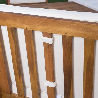 Perla 9pc Acacia Wood Patio Conversation Set - Teak/Cream - Christopher Knight Home 4 Perla 9pc Acacia Wood Patio Conversation Set - Teak/Cream - Christopher Knight Home - Image 2