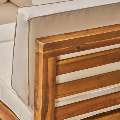 Oana 9pc Acacia Wood U-Shaped Sectional Sofa Set Teak/Beige - Christopher Knight Home 6 Oana 9pc Acacia Wood U-Shaped Sectional Sofa Set Teak/Beige - Christopher Knight Home - Image 4