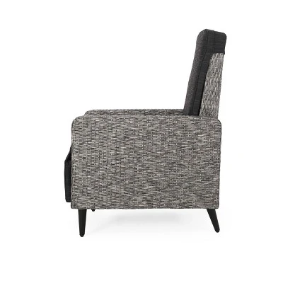 Murdock Outdoor Wicker Recliner - Black/Dark Gray - Christopher Knight Home 8 Murdock Outdoor Wicker Recliner - Black/Dark Gray - Christopher Knight Home - Image 6