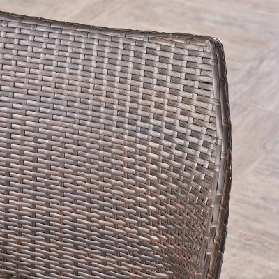 Laurent 5pc Acacia Wood & Wicker Dining Set - Teak/Brown - Christopher Knight Home 4 Laurent 5pc Acacia Wood & Wicker Dining Set - Teak/Brown - Christopher Knight Home - Image 2