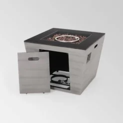 Langton Square 30" Light Weight Concrete Gas Fire Pit - Dark Gray -Outdoor Living Shop GUEST d4be7764 b4dc 4820 86dc e318b5a9996c