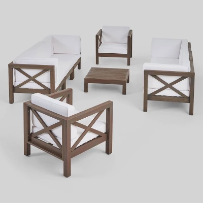 Brava 9pc Acaia Wood Patio Conversation Set - Christopher Knight Home 3 Brava 9pc Acaia Wood Patio Conversation Set - Christopher Knight Home