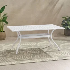 Phoenix Rectangle Aluminum Dining Table - White - Christopher Knight Home 11 Phoenix Rectangle Aluminum Dining Table - White - Christopher Knight Home -Outdoor Living Shop GUEST d98d2f8b d734 4924 b190 38f597e8a684